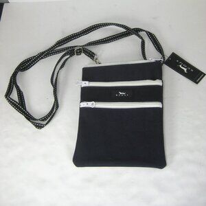SCOUT "Sally Go Lightly" Black Crossbody Purse w/ 3 White Zippers NEW
